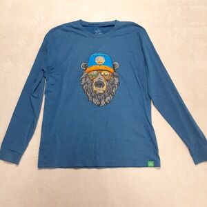 Wild Tribute Mens Miami Vice Utah Bear Long Sleeve T-Shirt Blue Large